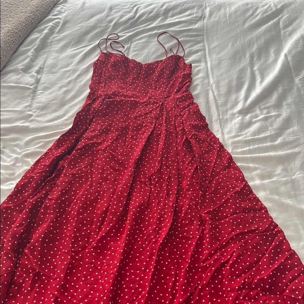 Red Polka Dot Spaghetti Strap Maxi Dress